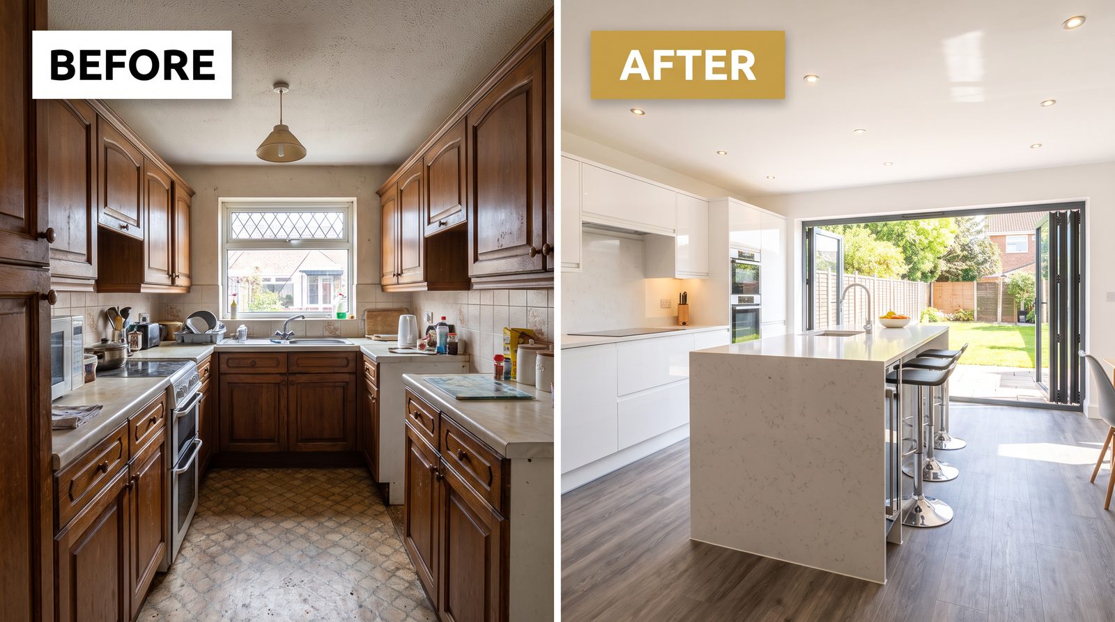 Kitchen & Dining Extension — Mickleover, Derby — before and after