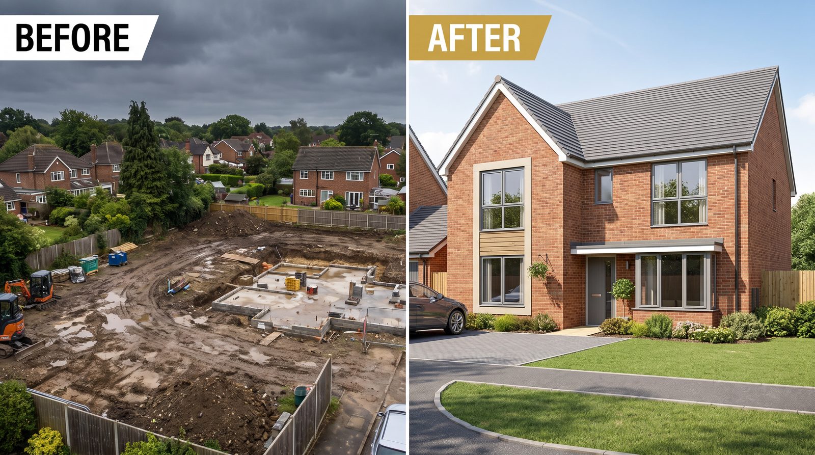 New Build — Allestree, Derby — before and after